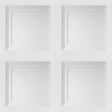 Contemporary 3D Faux Paneling Architectural White Wainscot Wallpaper R3695