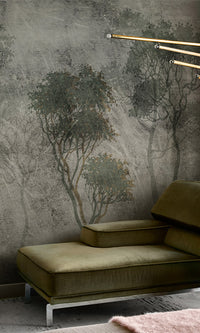 botanical concrete wallpaper 