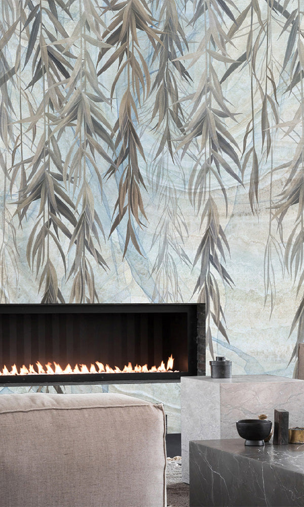 Neutral Hanging Leaves Mural M9952- Sample