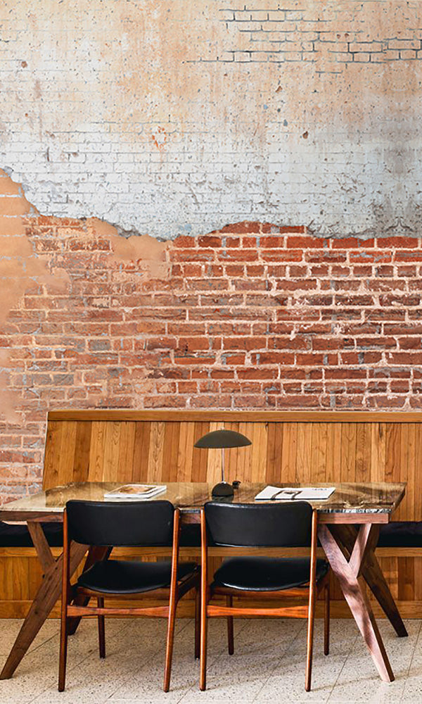 faux realistic brick restaurant wallpaper