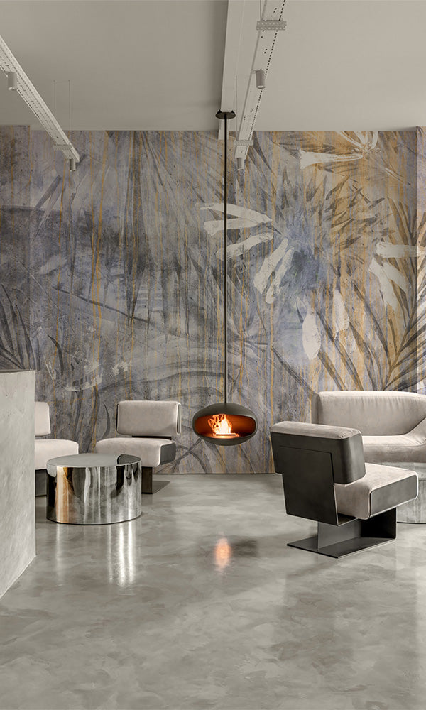 concrete botanical hotel wallpaper