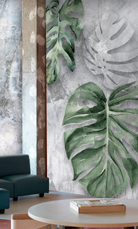 tropical concrete restaurant wallpaper