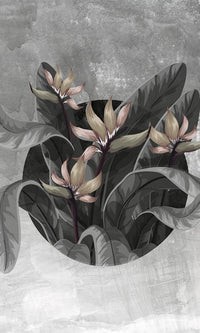 botanical concrete tropical wallpaper