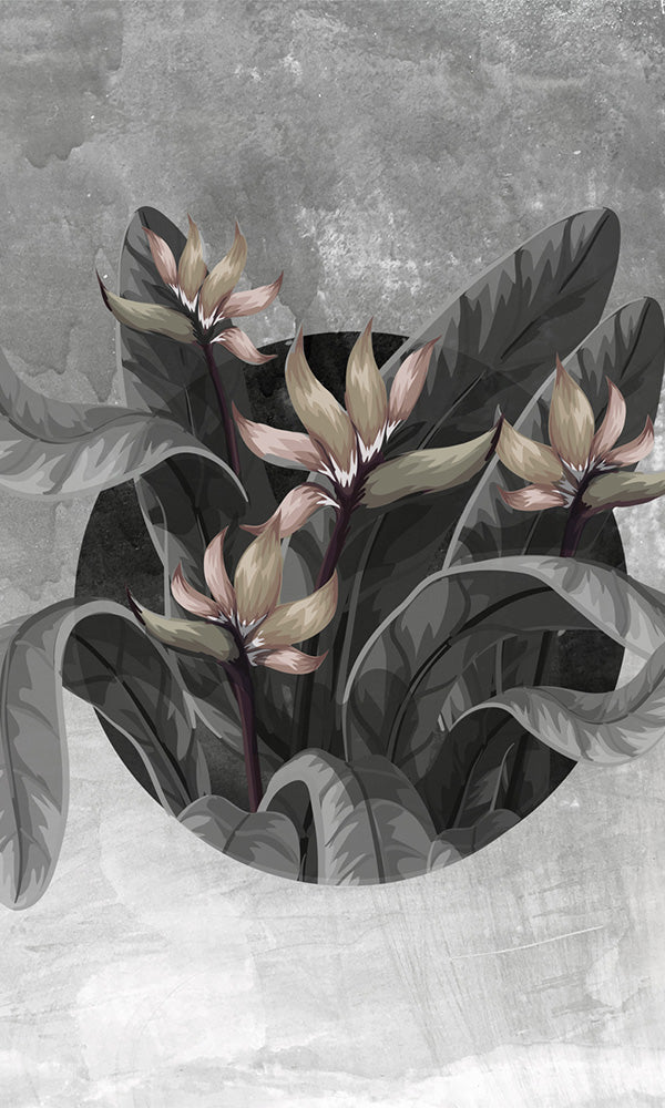 botanical concrete tropical wallpaper