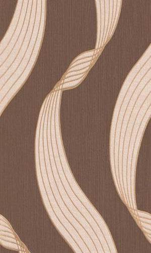 Brown Ribbons Modern Abstract Wallpaper R2940