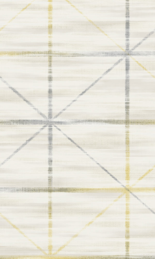 Mustard & Grey Star Grid Wallpaper R5655. Geometric wallpaper. 