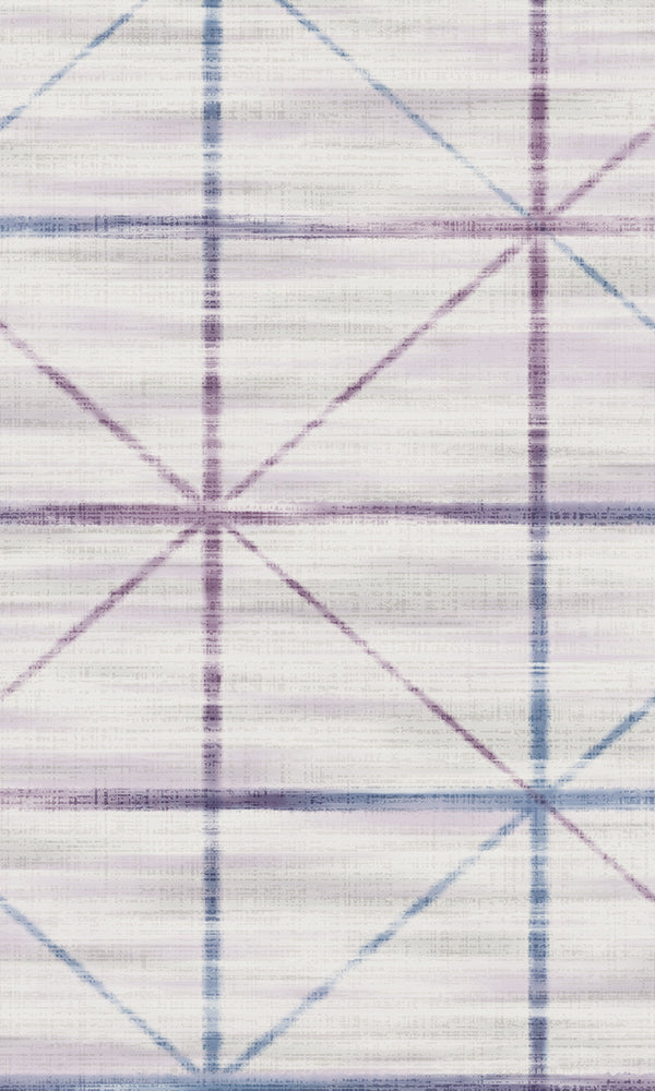 Blue & Purple Star Grid Metallic Textured Wallpaper R5656