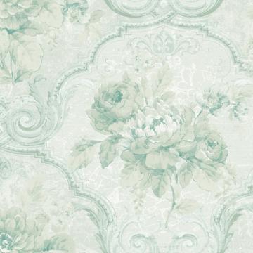 vintage floral wallpaper, Framed Regal Vintage Green Floral Wallpaper R4833
