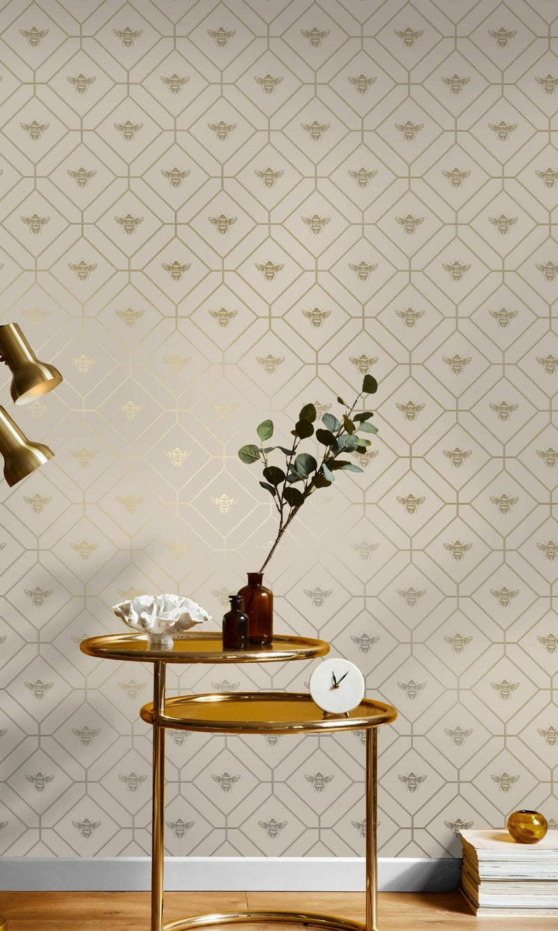 Taupe Honey Comb in Geometric Design Wallpaper R7657 – Walls Republic US