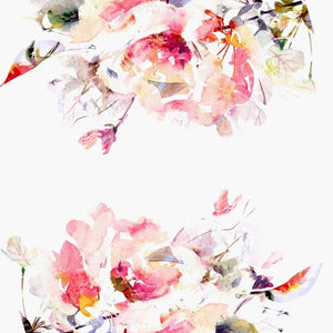 Pink and White  Handpainted Pressed Flowers Wallpaper Mural Wallpaper M9252 - Sample