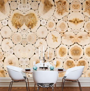 Peach Faux Wood Logs Mural Wallpaper M8923 | Digital Art Wallpaper