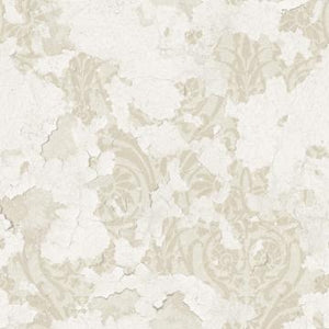 White and Beige Floral Damask Wallpaper R4790