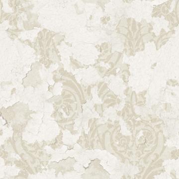 White and Beige Floral Damask Wallpaper R4790