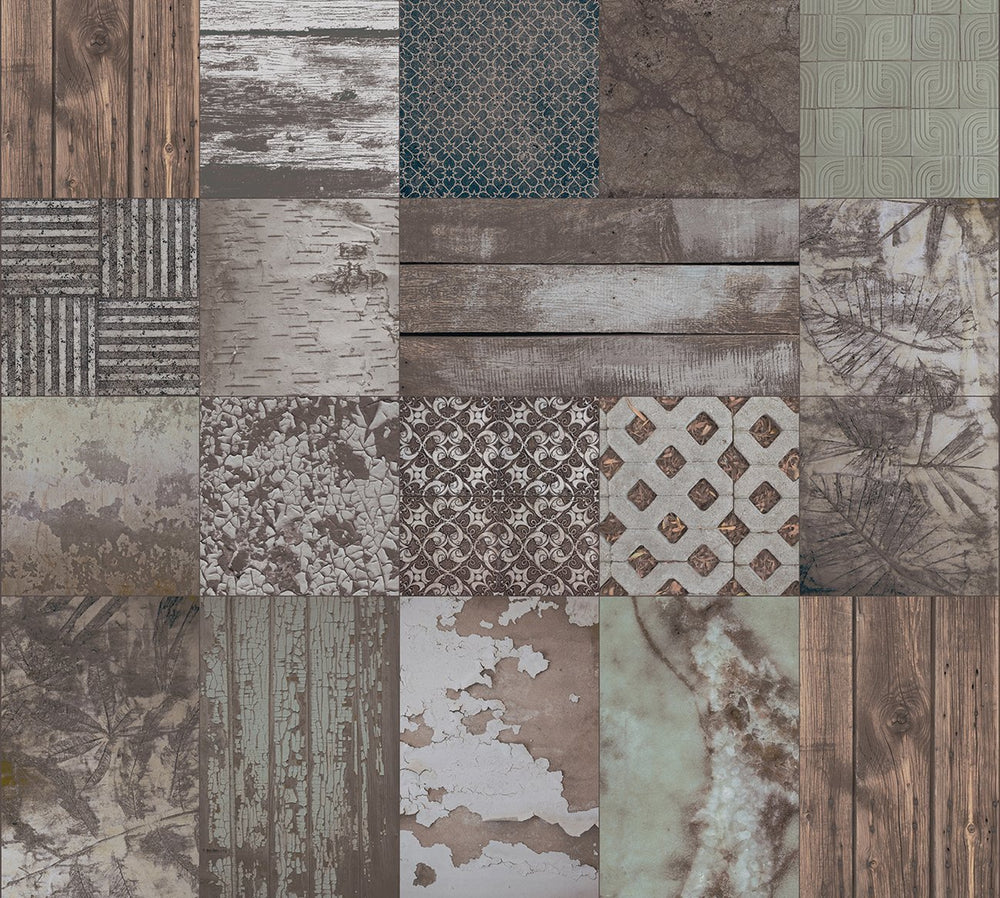 Collage Worn Tiles Mural Wallpaper M9202 - Sample