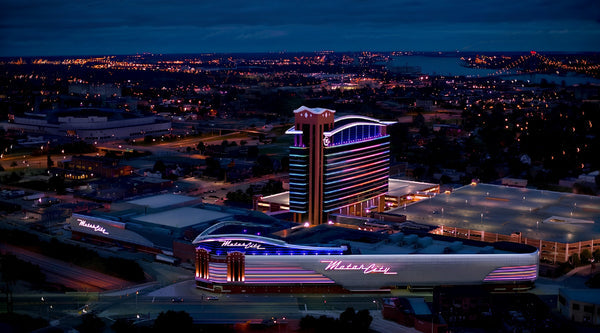 MotorCity Casino Hotel, Detroit, at night