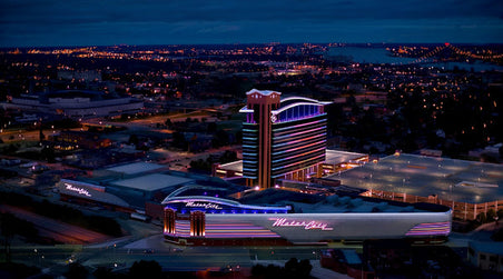 MotorCity Casino Hotel, Detroit, at night